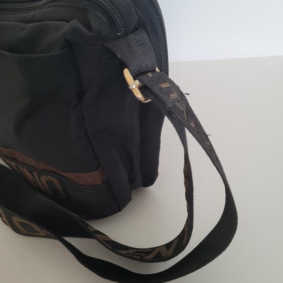 VALENTINO ROSSA Handbag Shoulder Purse Nylon Logo Bag Black Medium Vintage - Picture 4 of 10